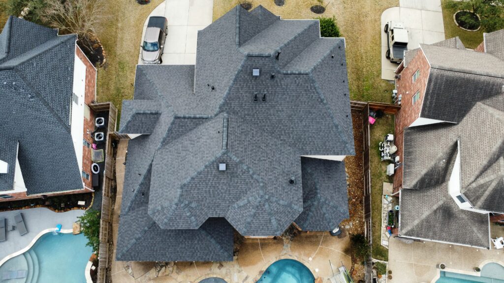 New roof installation in Windrose, Spring TX by North American Roofing Co featuring CertainTeed Landmark shingles.